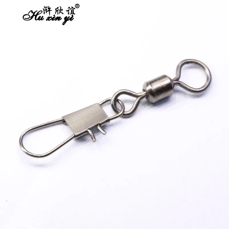 

HXY 30PCS SIZE2# Large Small Eye Rolling Swivel With Interlock Snap Fishing Tackle Connector Fishing Swivels Hook Accessories