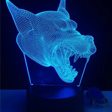 Холодный волк светодиодный 3d-ночник сенсорный выключатель, настольная лампа USB 7 цветов декор комнаты цветное светодиодное освещение для подарка