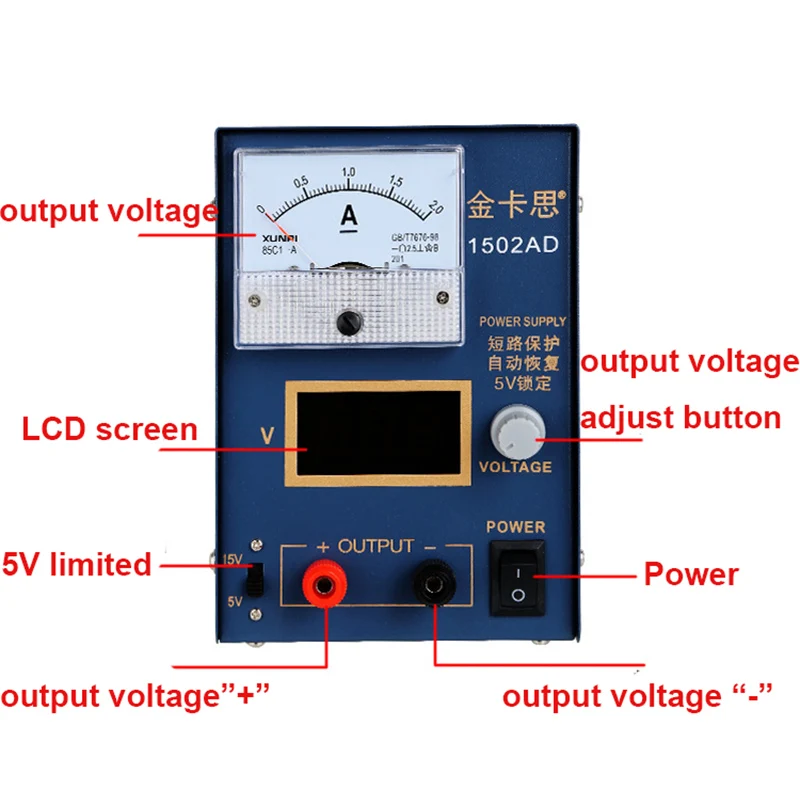 Kaisi DC регулятор напряжения стабилизатор 220 В Амперметр Регулируемый 15V2A PC телефон