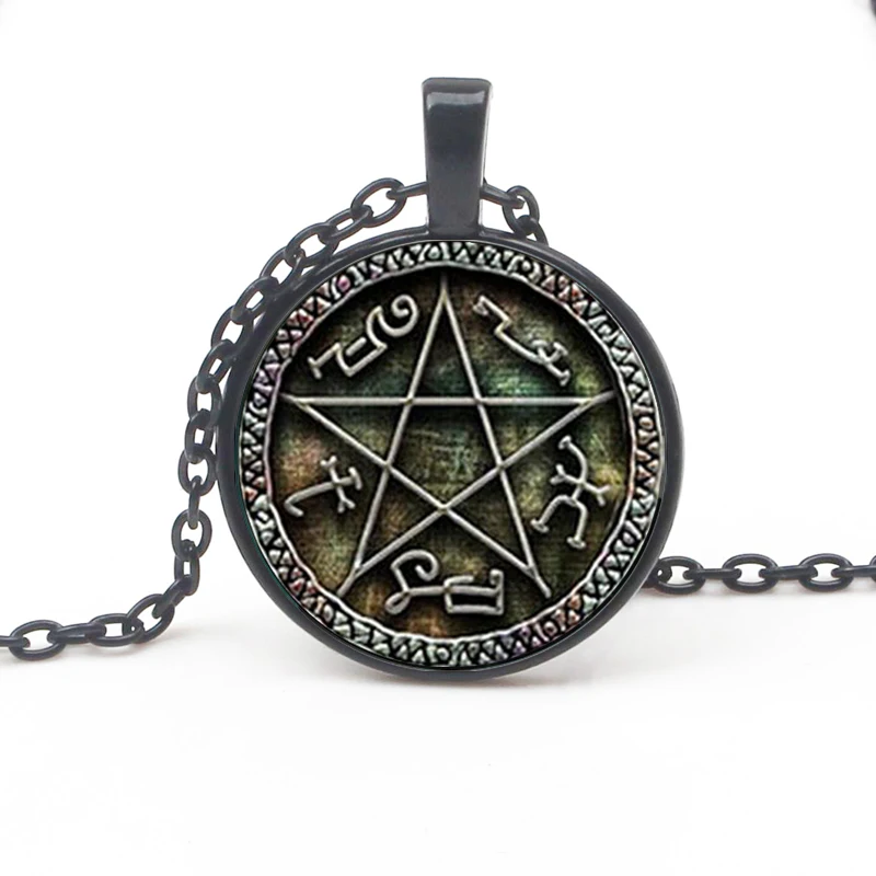 

Fashion new necklace supernatural devil trap pendant jewelry glass necklace retro female decorations prefer commemorative gifts