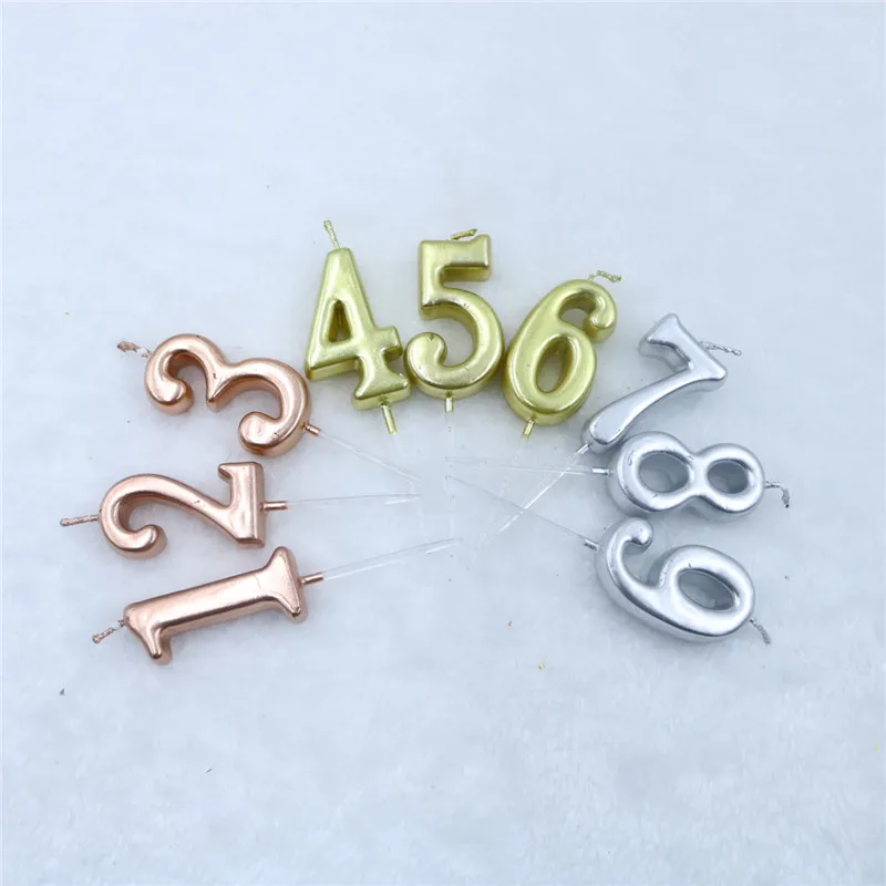 1 шт. серебристые розовые золотые свечи для торта на день рождения праздничные