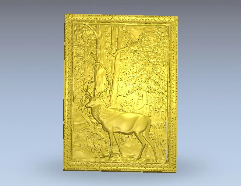 Deer Panno STL Model for CNC Router 3D Printer Laser Artcam Aspire Relief Details about / 552
