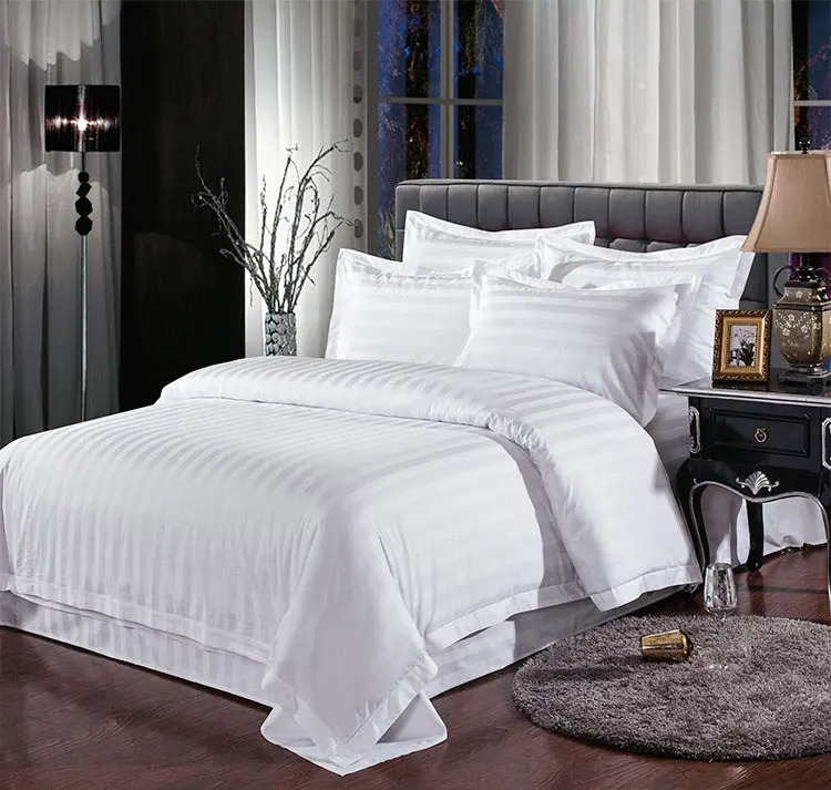 0 : Buy White Streak Hotel bedding sets queen king 4pcs bed set Solid Color duvet ...