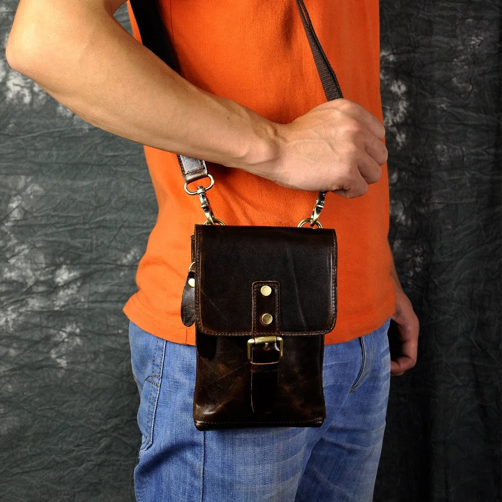 Модная мужская кожаная многофункциональная сумка-мессенджер Mochila, дизайнерский чехол для сигарет, сумка для путешествий, поясная сумка на крючок, 611-15-c
