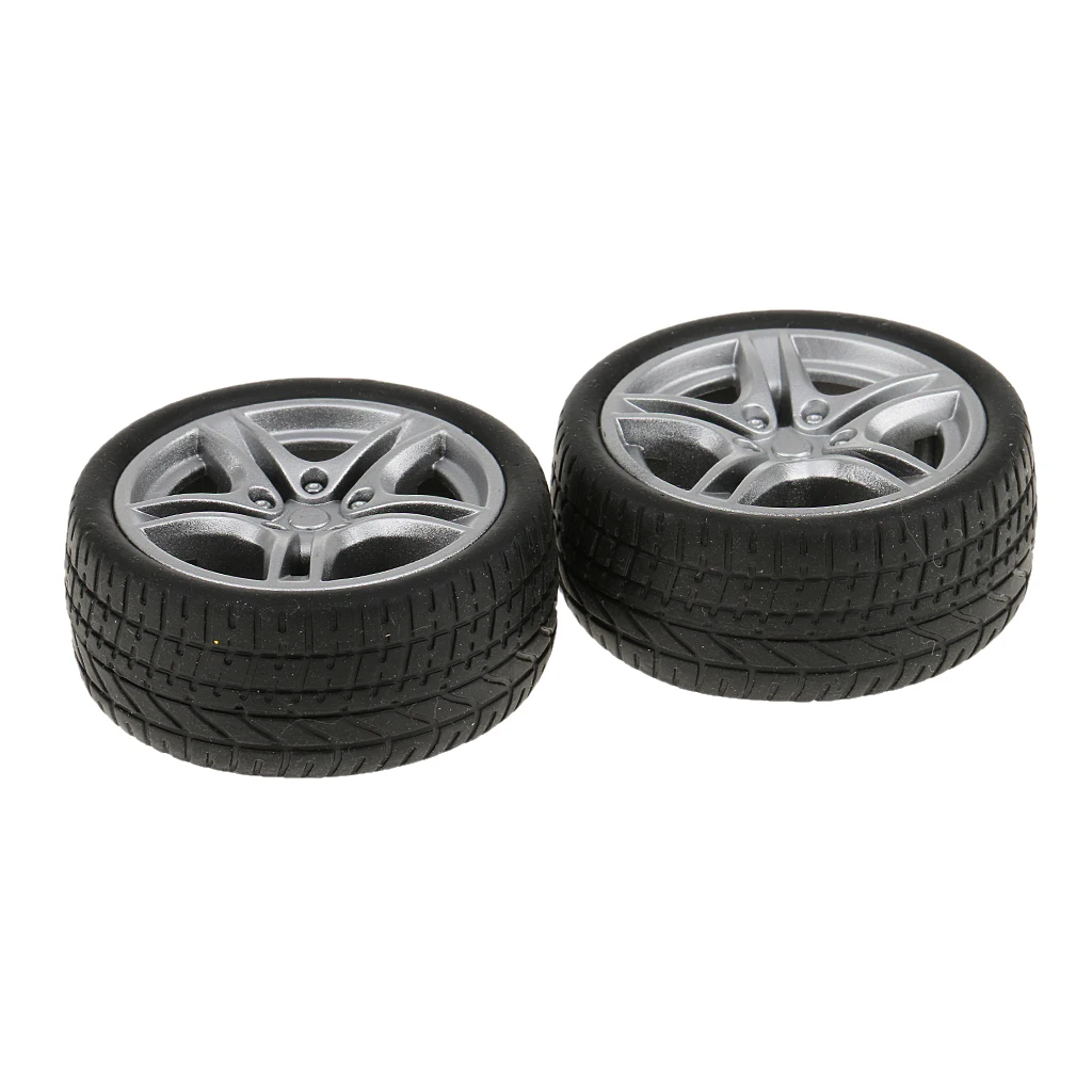 2 Pieces 48mm Rubber Wheels Tyre Car Truck Tire Model Toys Wheels for Mini Truck/Buses Making
