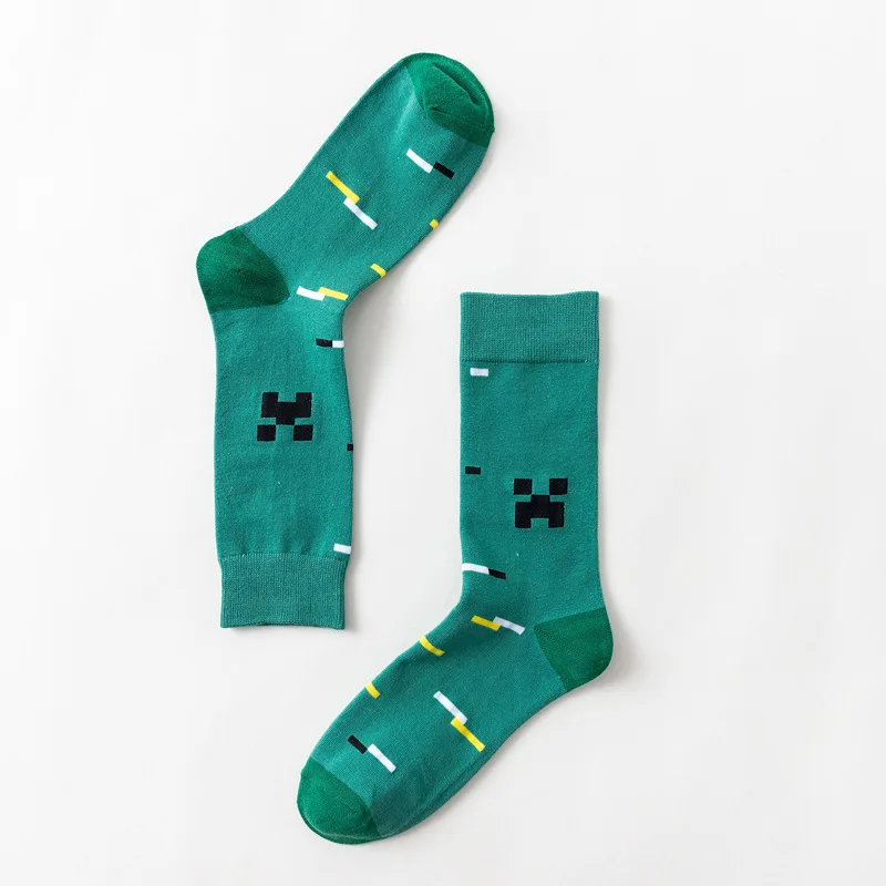 Модные носки в геометрическом стиле короткие носки хлопковые с забавным рисунком женские зимние осенние мужские унисекс счастливые короткие носки женские Sox - Цвет: Green Tetris