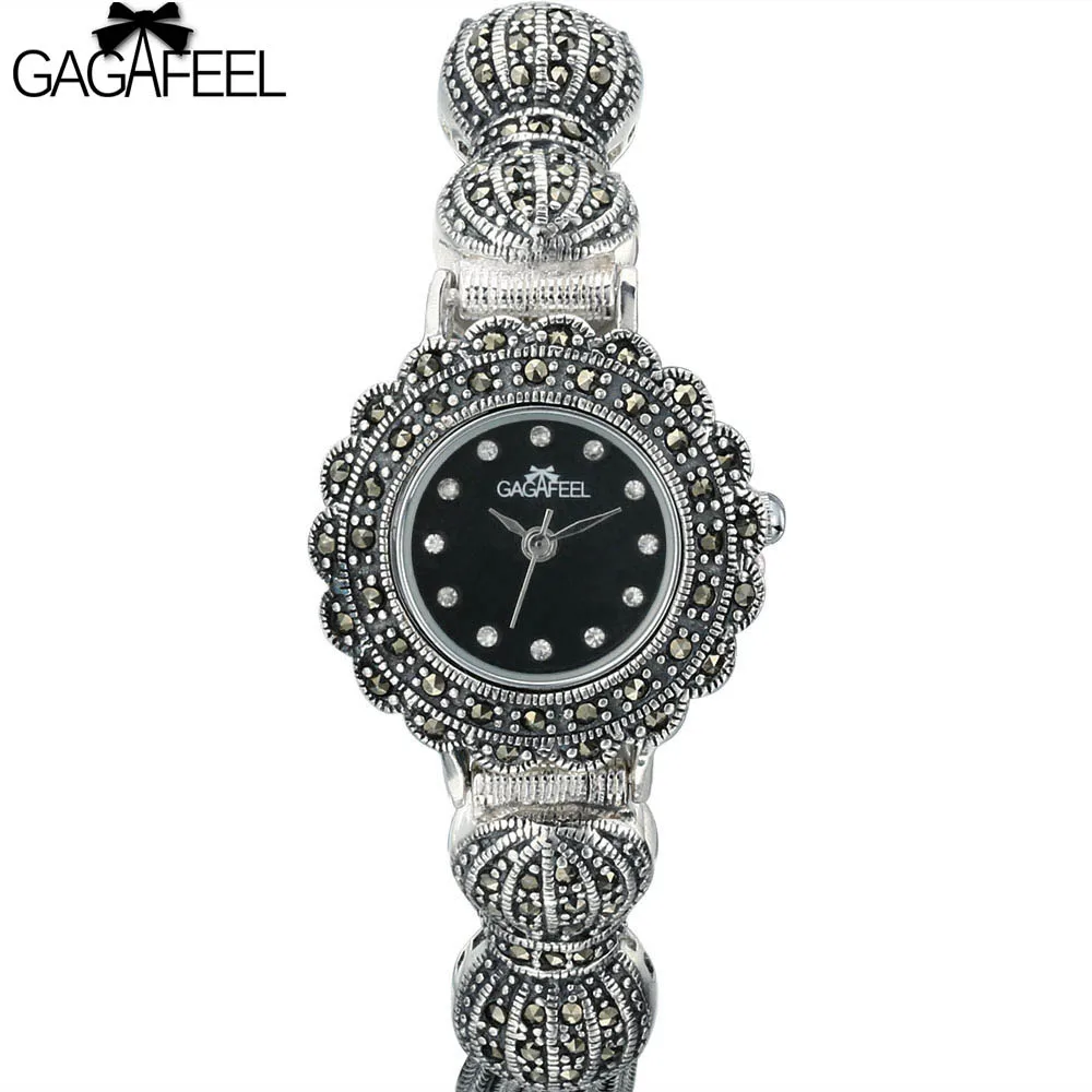 

100% S925 Sterling Silver Watches Women Quartz Wristwatch Ladies Vintage Thail Silver Watch Woman Gifts