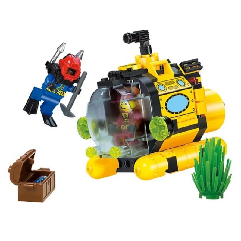

GUDI Pirate series Building Blocks Treasure Hunt Small Submarine Kids Enlighten Bricks Action Figure Gift Toys for children
