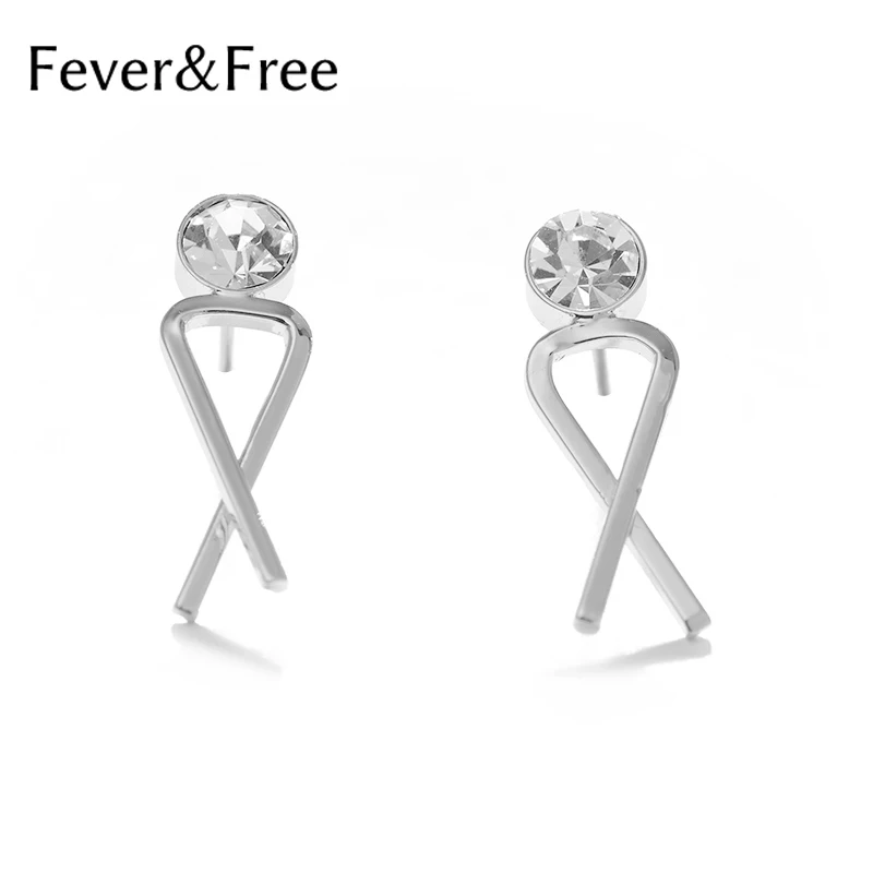 High Quality Fashionable Earrings Rhinestone Simple Stud Earrings Copper Women Studs Earring