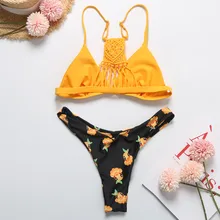 Женский комплект бикини с узлом, купальник с высокой талией и подсолнухами, мягкий женский купальник, летний купальник, пляжная одежда желтого цвета z06