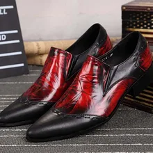 Мужские красные винтажные модельные туфли из натуральной кожи с острым носком; классические мужские туфли-оксфорды в стиле ретро; обувь на плоской подошве; обувь для свадебной вечеринки