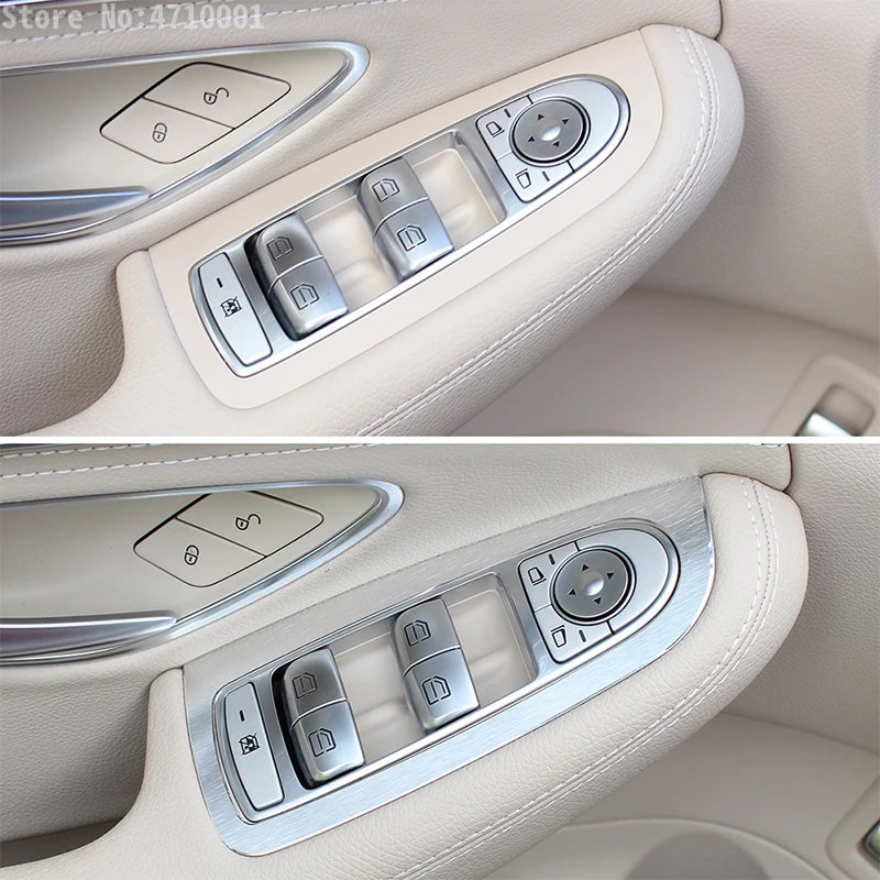 Для Mercedes Benz C-Class W205 C180 C200 GLC260 Алюминий сплав окна автомобиля Лифт кнопка включения крышка отделка