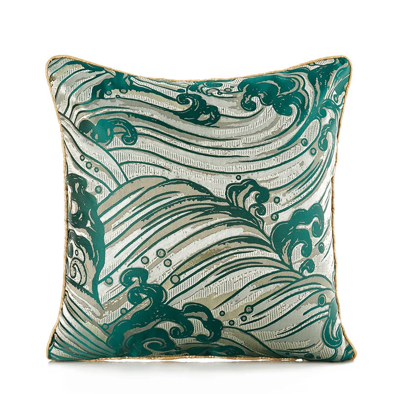 Китайский Стиль темно-зеленый накидки на подушки, мягкие вышивка лист, цветок лотоса наволочки для дома декоративные для дивана - Цвет: -
