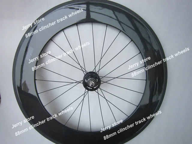 Cheap 88mm clincher track wheels fixed gear carbon wheel,700C single speed flip-flop hub,only rear wheel