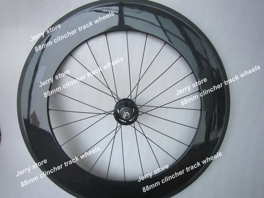 

88mm clincher track wheels fixed gear carbon wheel,700C single speed flip-flop hub,only rear wheel