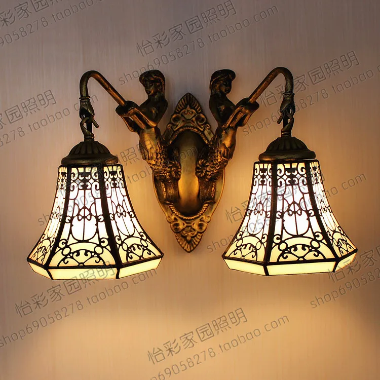 European Mermaid Bending Copper Mesh Wall Lamp Ikea Living Room