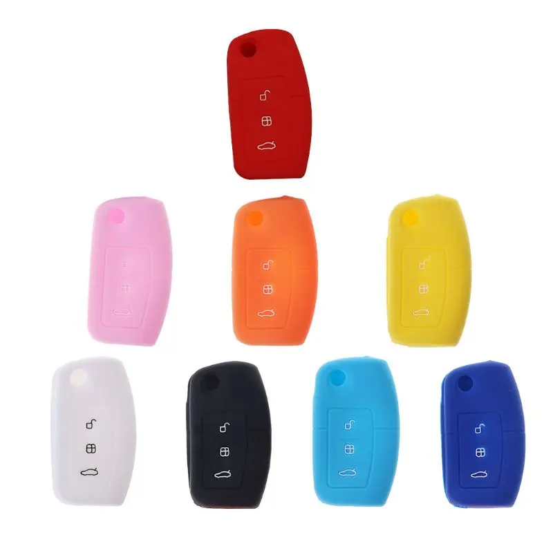

Silicone Cover for Ford Fiesta Focus 2 Ecosport Kuga Escape Car Flip folding Remote key Case 3 Buttons