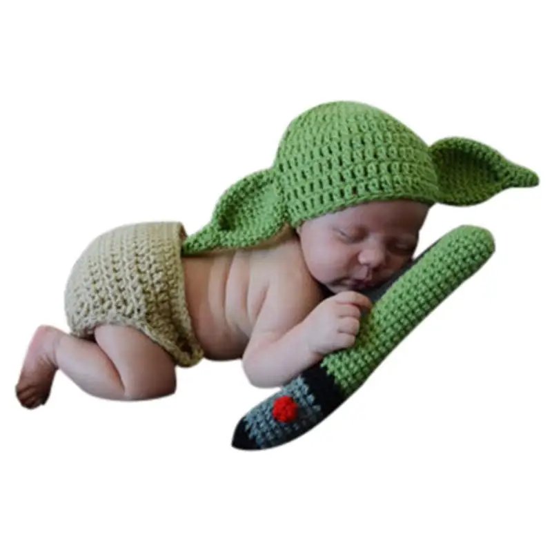 3 шт./компл. для новорожденных Симпатичные крючком вязать Костюм Опора наряды для новорожденных Подставки для фотографий свитер шляпа