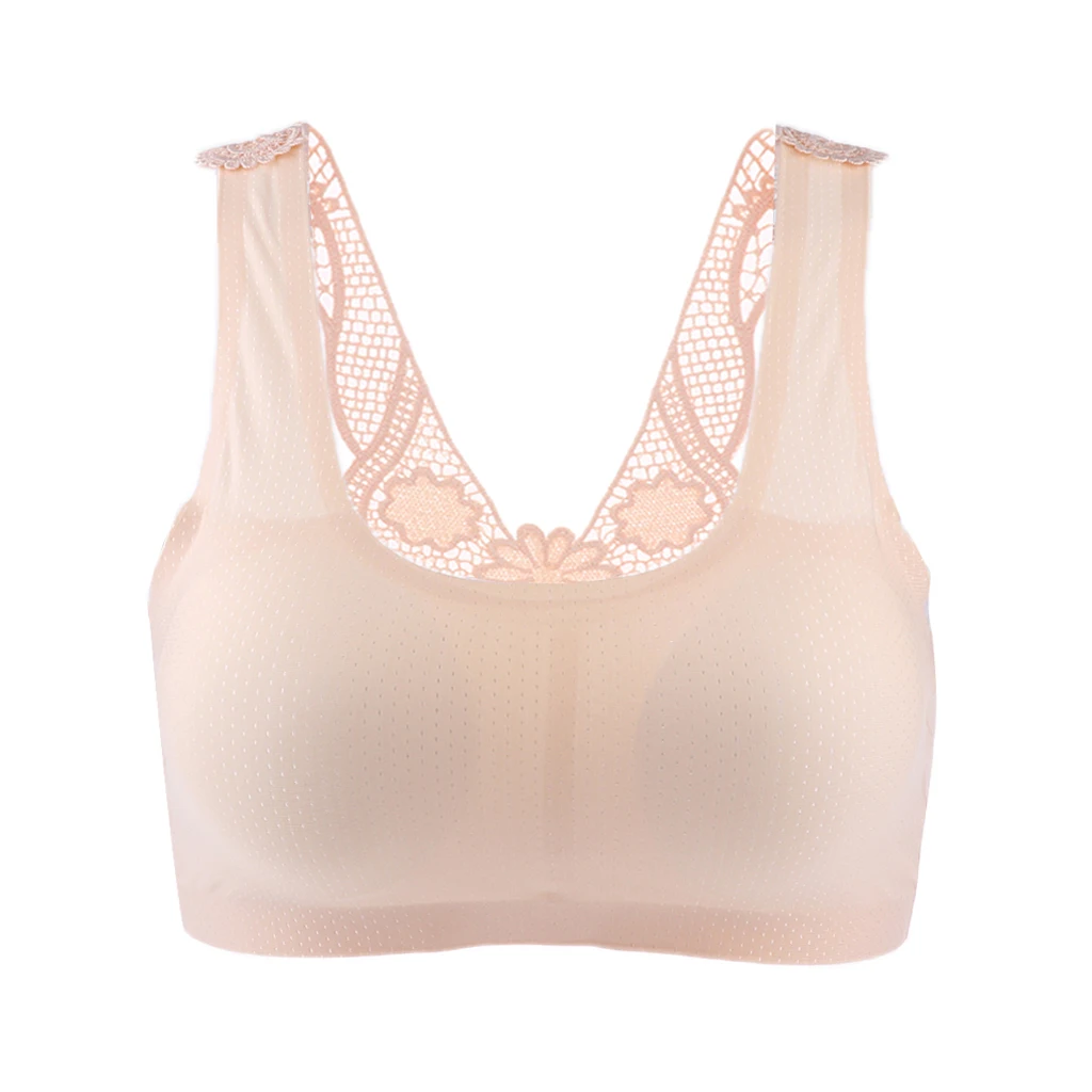 Women Breathable Elastic Cotton Pullover Sport Bra Top Seamless Wireless Stretchy Bra with Removable Pads for Sport Activity