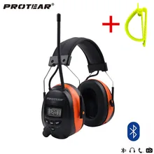 Protear NRR 25dB Hearing Protector Bluetooth AM/FM Radio Earmuffs Electronic Ear Protection Headphone With Belt Hook Clip