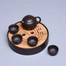 Фиолетовый Глиняный чайный горшочек, чашка набор Исин Китай с изображением кунг-фу весь чайный набор с поддоном автомобиль нагрузки путешествия чай набор открытый сумка для переноски