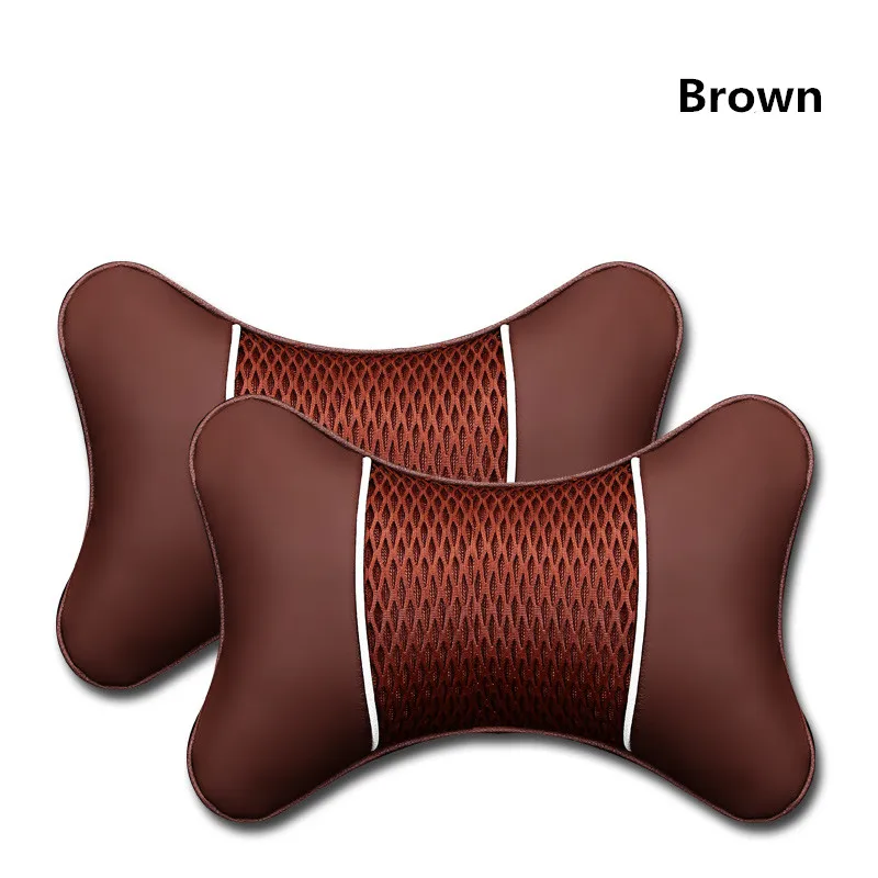 2 шт Автомобильная подушка для шеи Двухсторонняя из искусственной кожи+ ледяной шелк Автомобильный подголовник четыре цвета автомобильные аксессуары для безопасности салона