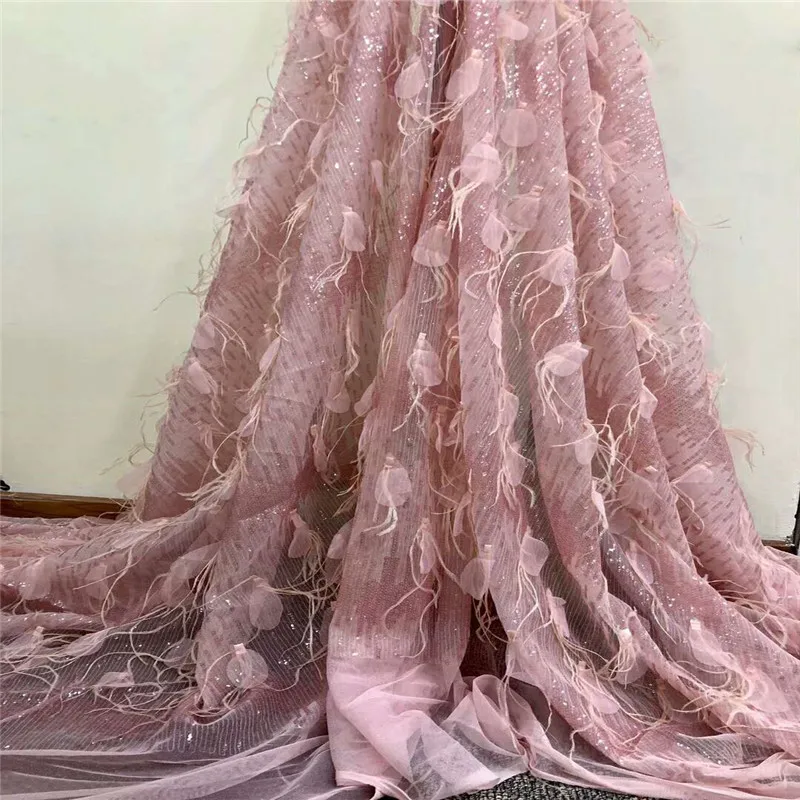 

2018 Select quality 3D Flowers lace fabric with sequins Nobby sequined lace fabric for shining dress A785-2