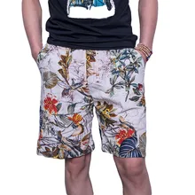 Слева ПЗУ стиль Модные мужские летние Лен с принтом пляжные шорты/мужские высококачественные льняные свободные Гавайские повседневные шорты s-xxxl