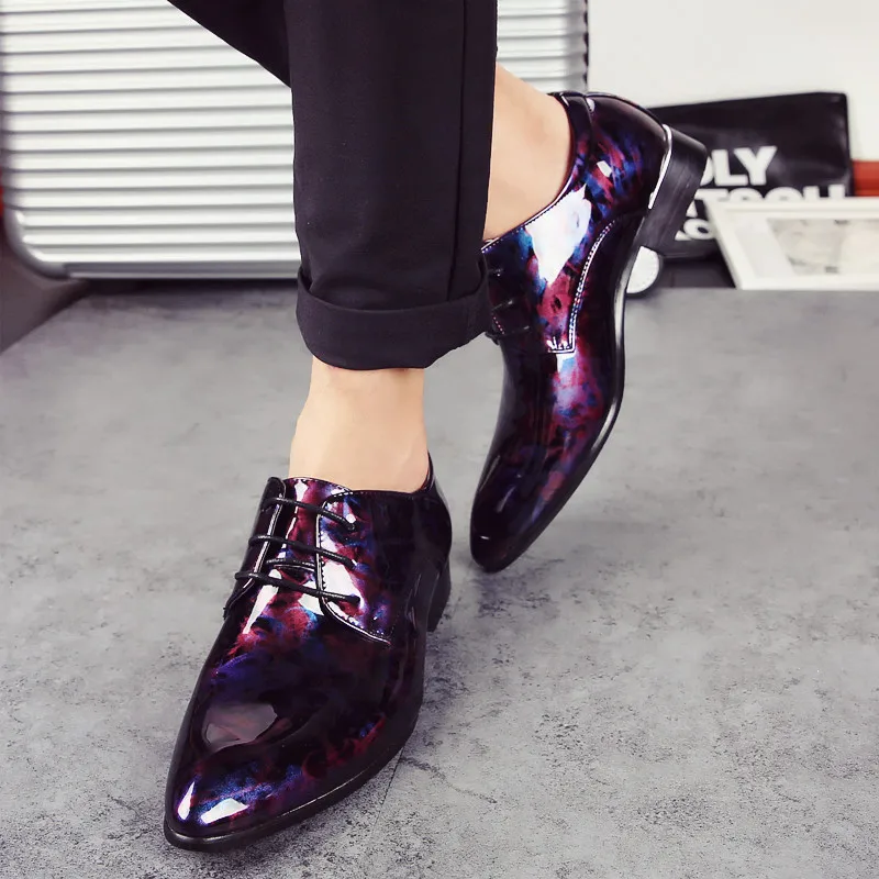 fashion camouflage men patent leather shoes mixed colors italian dress male footwear print flower wedding oxford shoes for men (29)