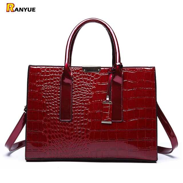 Red Crocodile Patent Leather Tote Bag Women Handbags Luxury Red Crocodile Patent Leather Tote Bag Women Handbags Luxury Bags Designer Crossbody Shoulder Famous