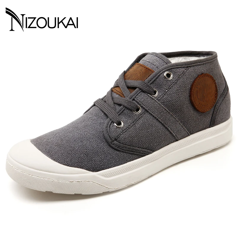 

2018 New Arrive Causal Shoes Men Autumn Winter Front Lace-Up Mid Top Winter Shoes Men Canvas Shoes Man CasualMale Footwear