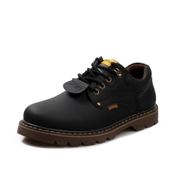 

Winter Spring Autumn Men Ankle Boots Genuine Leather Shoes Men Casual Lace Up Work Men Traveling Shoes Mens Work Shoes
