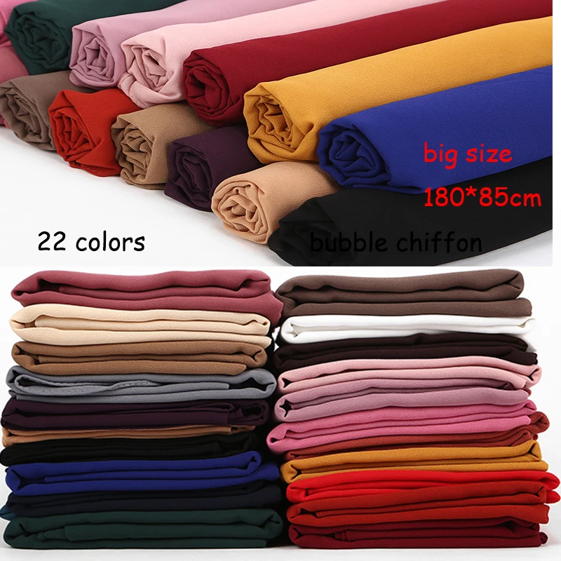 US $37.05 10 PcsLot Wholesale Bubble Chiffon Scarf Shawls Big Size Two Face Plain Solider Colors Hijab Muslim ScarvesScarf 22 Colors