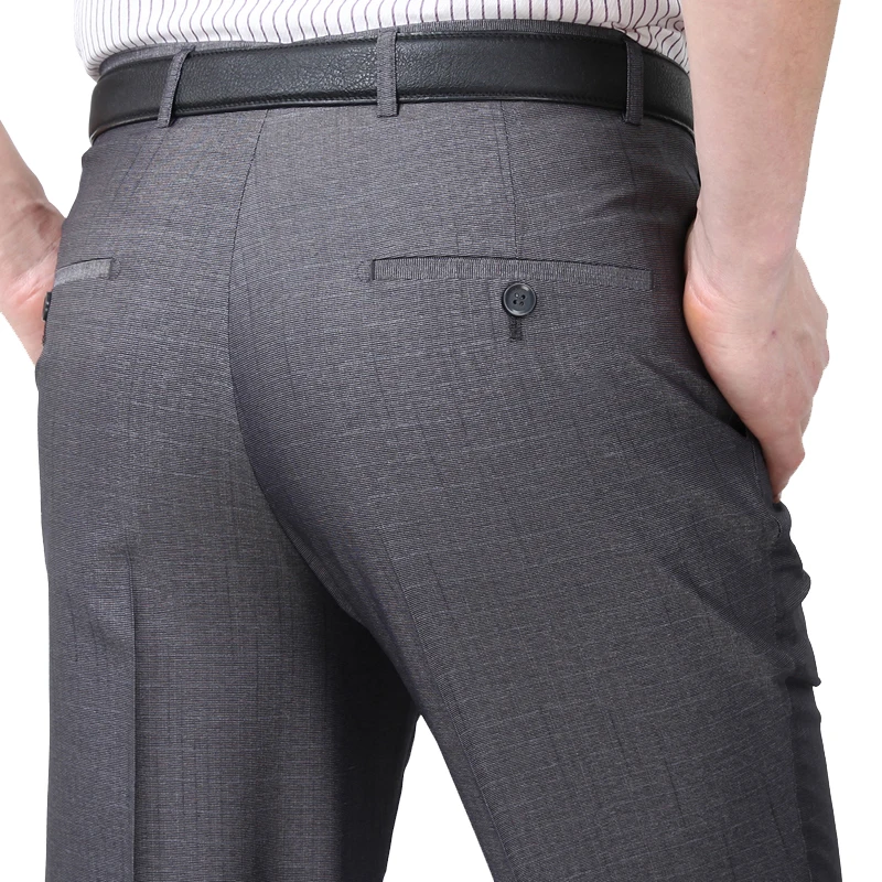 Mu Yuan Yang Mens Silk Dress Pants 2020 Summer Casual Thin Straight