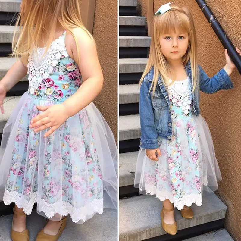 Emmababy Baby Flower Girl Dress Princess Lace Tulle Tutu Backless Gown Formal Party Floral White Fine Strap | Детская одежда и