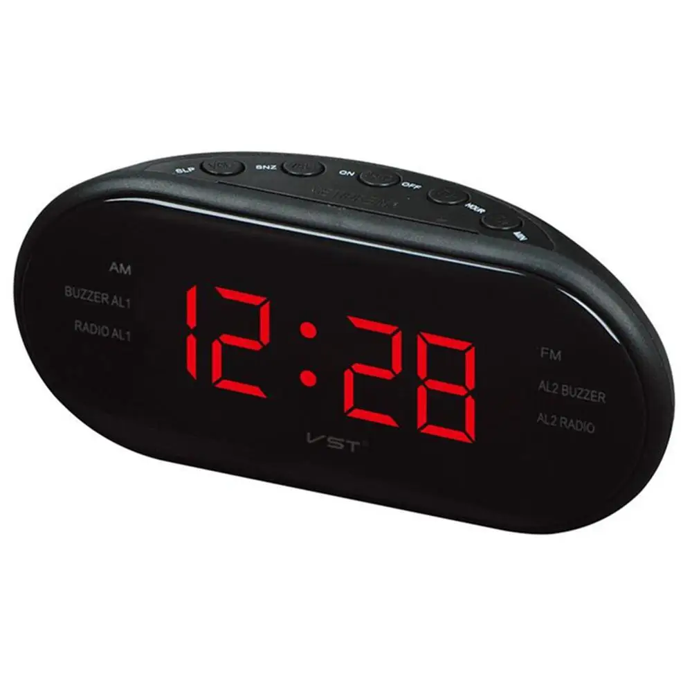 Модные современные AM/FM светодиодное радио с часами электронные настольные часы с будильником цифровые настольные часы Функция повтора будильника с европейской вилкой - Цвет: red