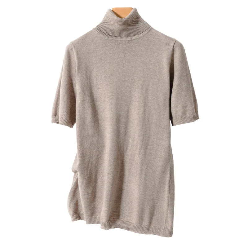 2019 New Fashion Summer T Shirt For Women Solid Color Woolen Knitted T-shirt Turtleneck Woman's Tee Tops Casual Female T-shirts | Женская
