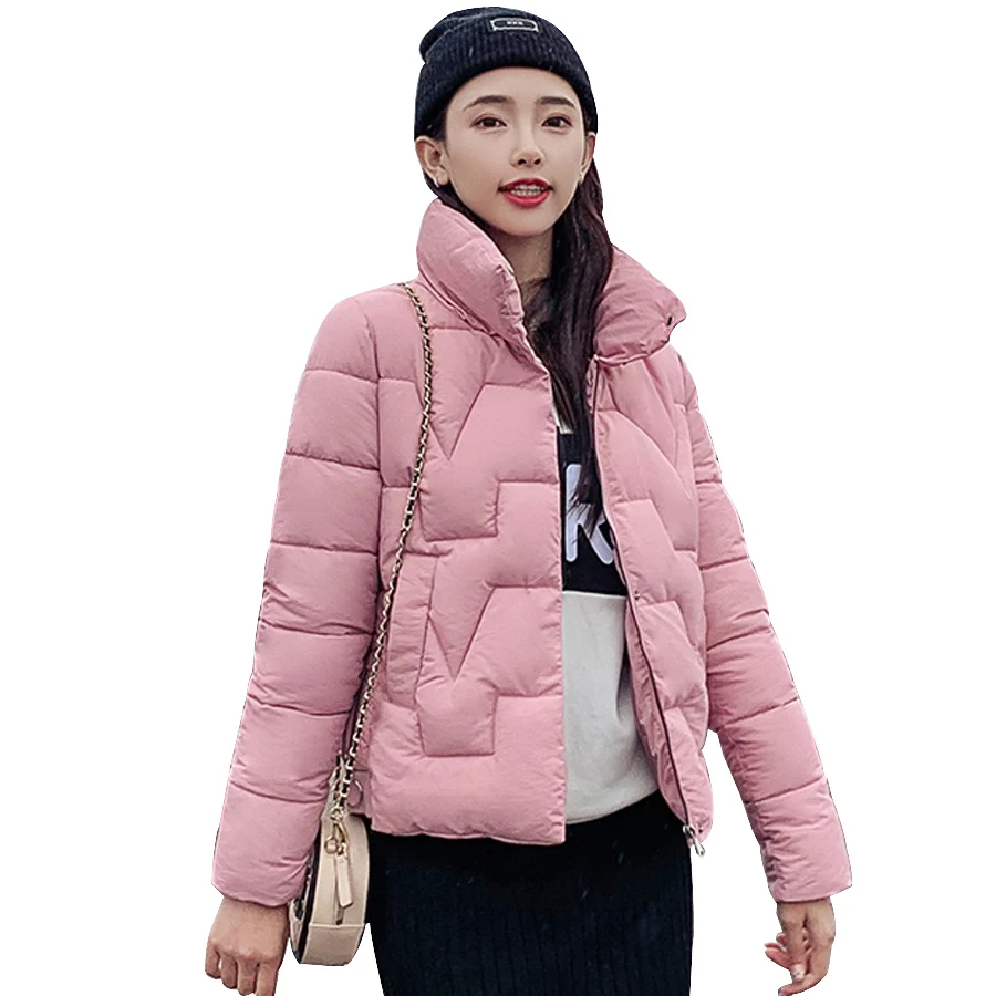 

2019 Causal Ladies Solid cotton Padded Jacket Short Autumn Winter Wadded Jacket Women Hooded Coats Female ParkasOvercoat