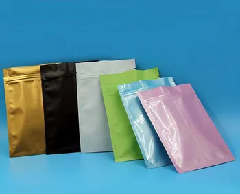

100Pcs/Lot Colorful Matte Aluminum Foil Zip Lock Packing Bag Resealable Zipper Mylar Pack Pouch Self Seal Storage Package Bags