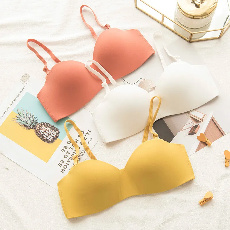 

Roseheart Women Fashion Skin Yellow Wireless Bra Wireless One-Piece Active Bras Female Bras Yoga Seamless Invisible Cup A B