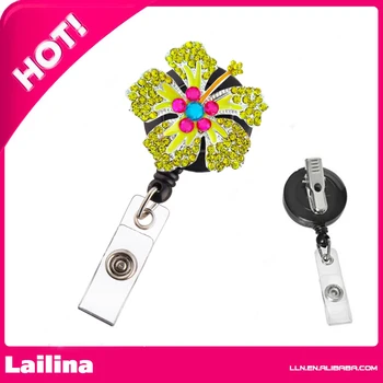 

Hibiscus flower ID reel Badge holder~Gorgeous Ultimate Bling Badge~ Medical Badge Reel