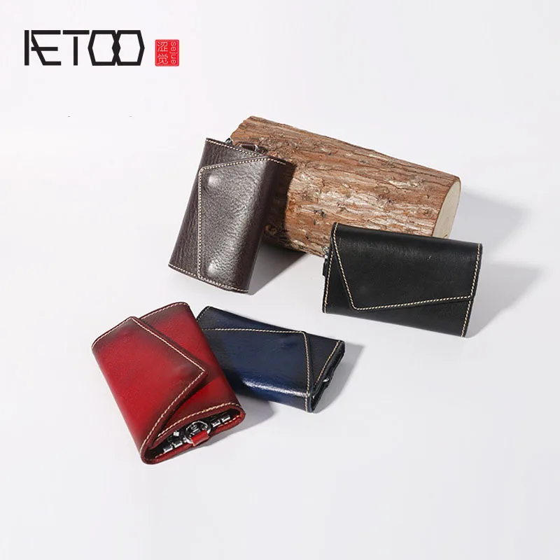 AETOO кожа растительного дубления многоцелевой tri-fold Автомобиль GM цвет кожаный ключ