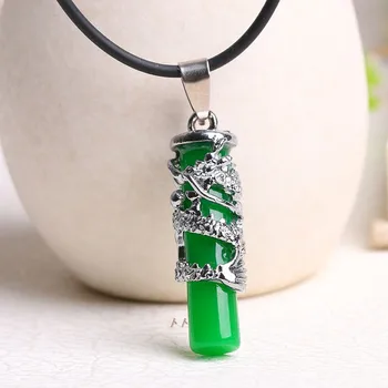 

Authentic Natural Ice Dragon Column Pendant mosaic insensitive pendant