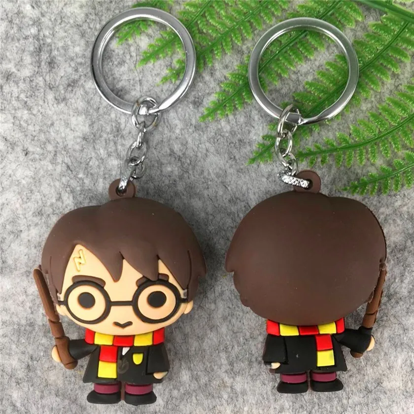 Harri Potter Ron Weasley Hermione Granger Draco Malfoy Cartoon Characters PVC Pendant Keychain Keyring Ornament Cosplay Gift