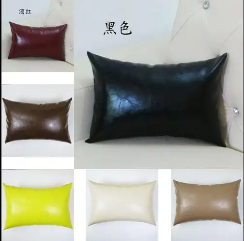 

30*45CM/40*60CM solid beige/pink/light blue/black/grey waxy back cushion pillow cover throw pillow case pu leather pillowcase
