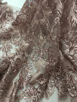 

fast shipping 5 yards embroidery tulle mesh lace fabric Jolin-71518 with sequins for wedding dress