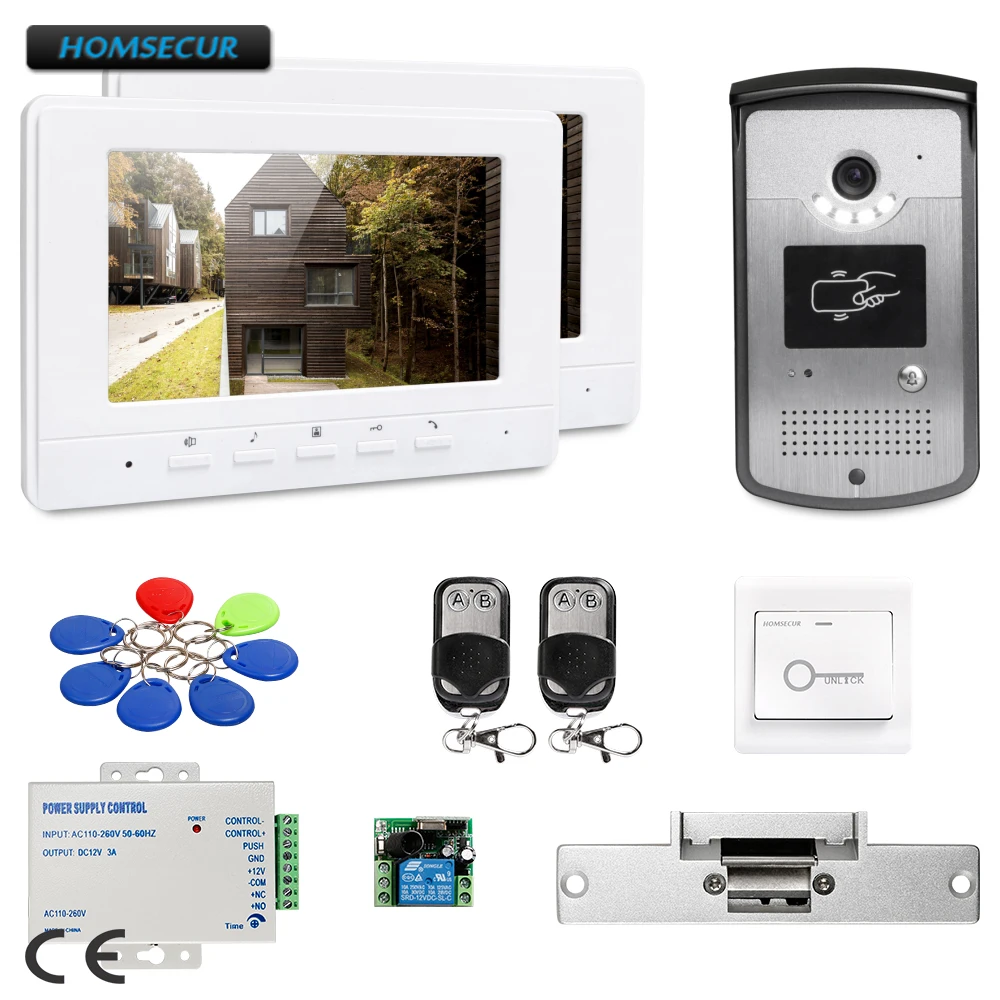 

HOMSECUR 7" Hands-free Video Door Entry Phone Call System with Keyfobs Unlocking Camera : XC001+XM707-W