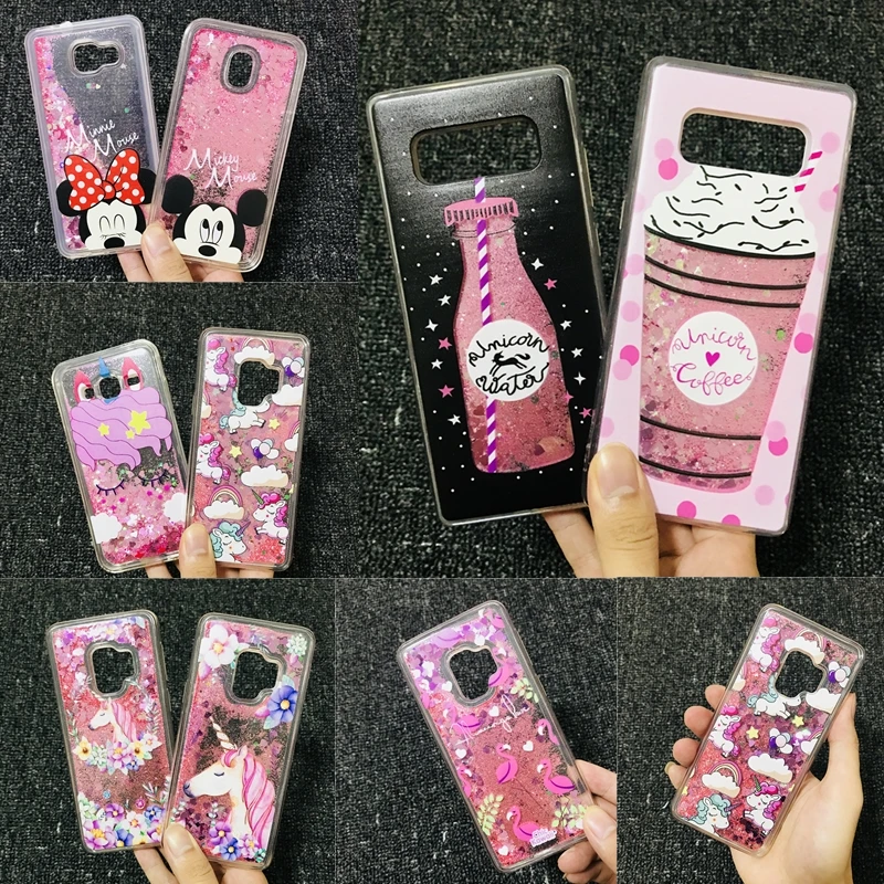 

Liquid Water Case Soft Silicone Cover for Samsung Galaxy A7 2018 A9 A8 A6 Plus A5 A3 2016 2017 A750 Cartoon Unicorn Minnie Cases