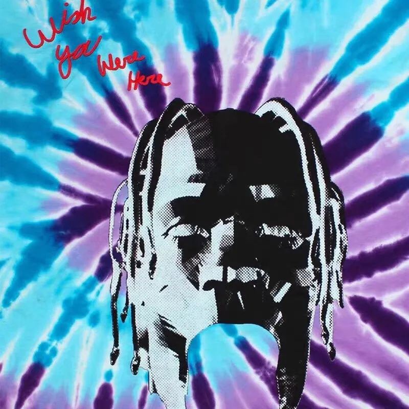 Новая ASTROWORLD Трэвиса Скотта TIE DYE футболка с длинным рукавом для мужчин и женщин 1:1 лучшее качество мода Casaul ASTROWORLD футболки