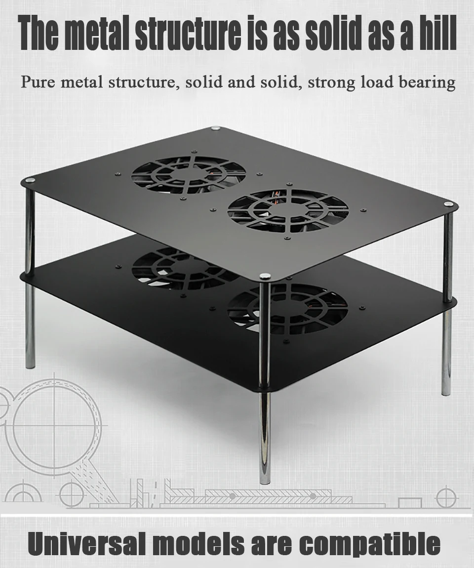 Многослойная металлическая стойка для хранения с USB 12 см бесшумный охлаждающий вентилятор для ноутбуков, dvd-плееров, кабельных коробок, игровых консолей, роутеров